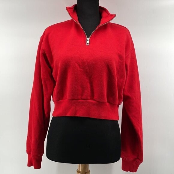 Aritzia Red Half-Zip Sweatshirt - Picture 5 of 10